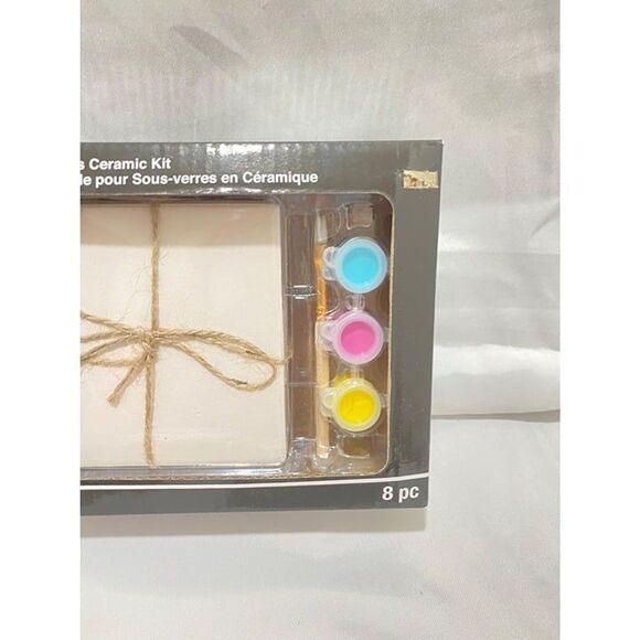 ArtMinds Ceramic Coaster Kit 8 Piece DIY Paintable Coaster Kit - Picture 4 of 9